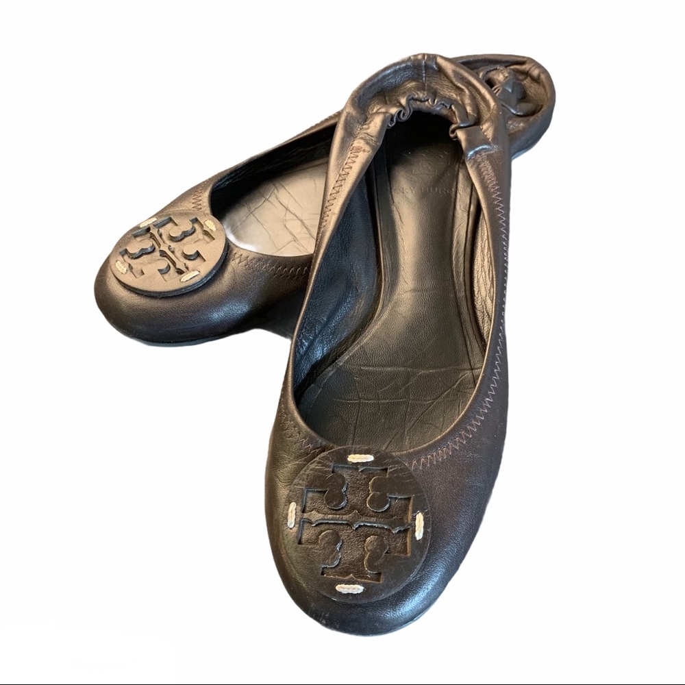HP {Tory Burch} Dark Chocolate Reva Flats Women’s 7 Ballet
